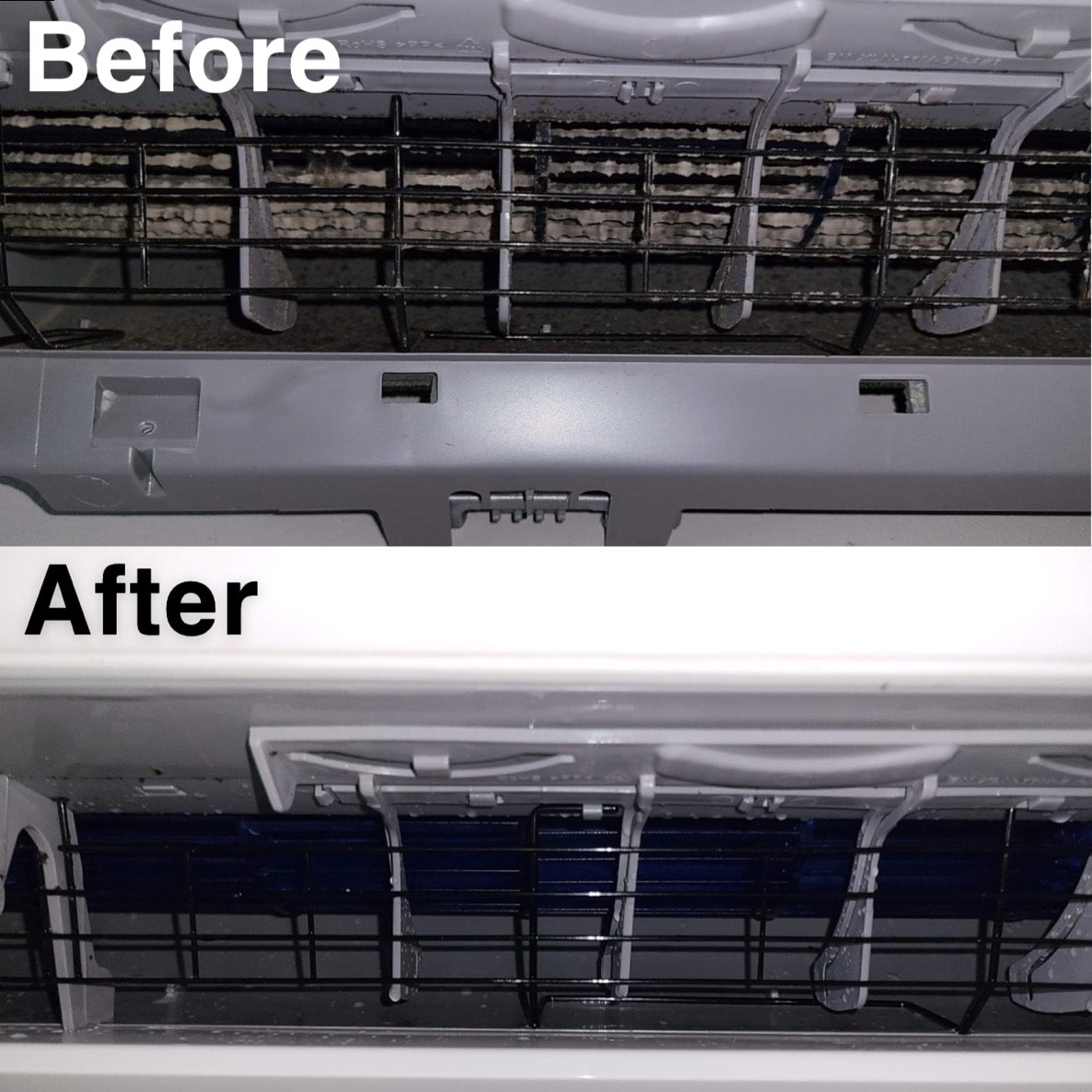 Before and after mini split coil cleaning — Butler's HVAC service and maintenance