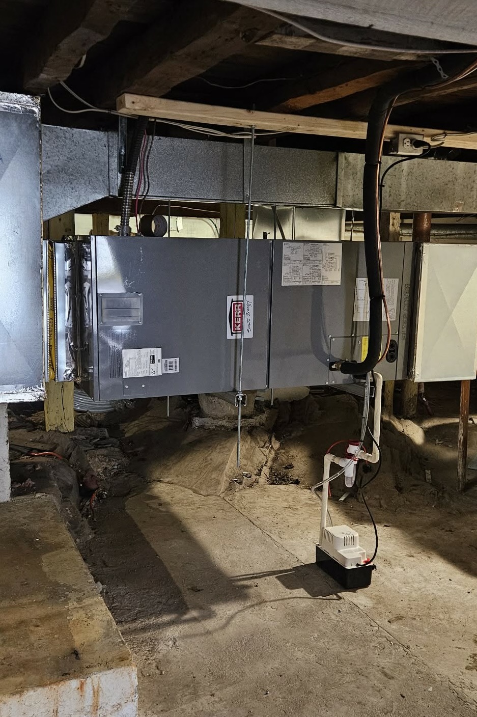 Kerr heat pump installed in utility space